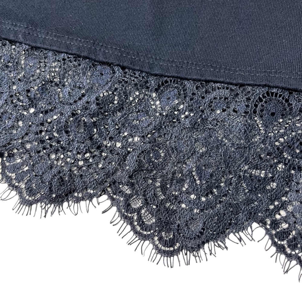 Abercrombie & Fitch Y2K Era Navy Blue Lace Hem Knit Top Size M - Picture 7 of 10